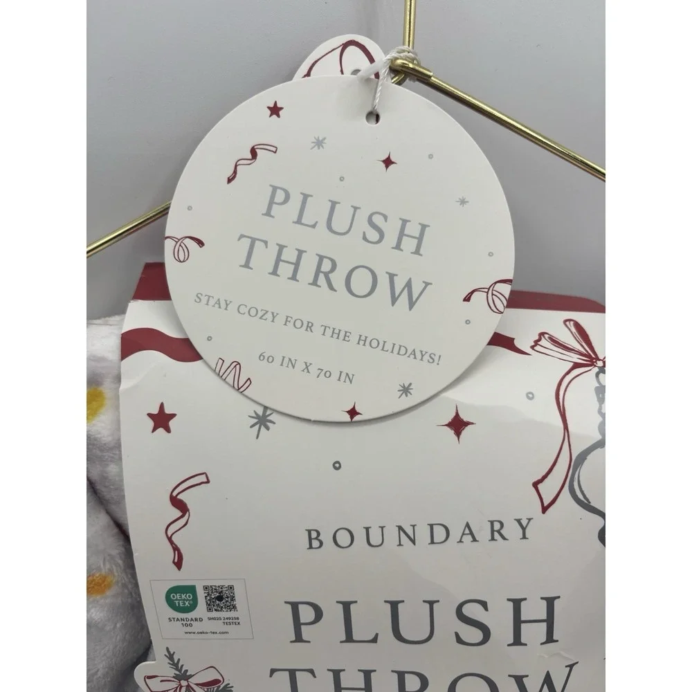 Boundary Plush Throw Blanket Christmas Holiday Gray White Tree Pattern 60x70 NWT